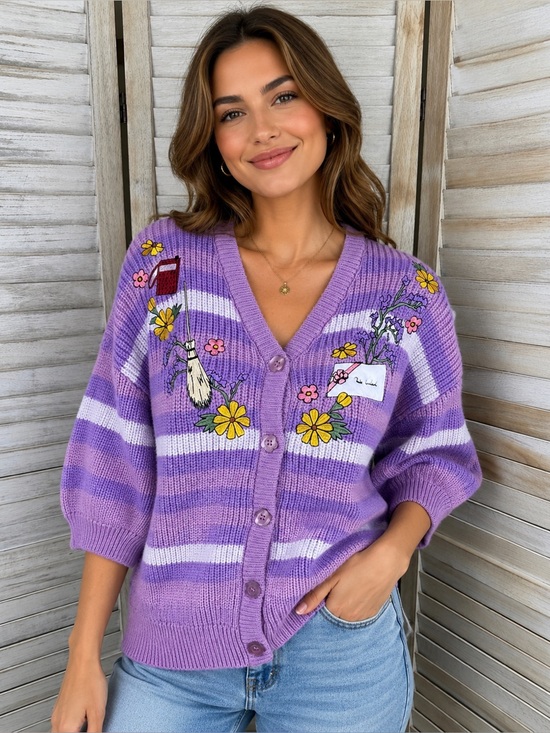 Her Universe Sweaters - Her Universe Studio Ghibli Kiki's Delivery Service Icons Short-Sleeve Cardigan M